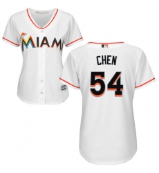 Women's Majestic Miami Marlins #54 Wei-Yin Chen Replica White Home Cool Base MLB Jersey