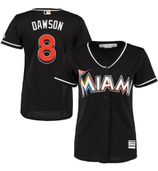 Women's Majestic Miami Marlins #8 Andre Dawson Replica Black Alternate 2 Cool Base MLB Jersey