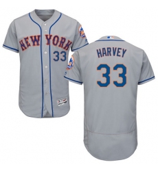 Men's Majestic New York Mets #33 Matt Harvey Grey Road Flex Base Authentic Collection MLB Jersey