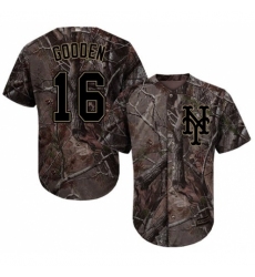 Men's Majestic New York Mets #16 Dwight Gooden Authentic Camo Realtree Collection Flex Base MLB Jersey