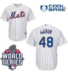 Youth Majestic New York Mets #48 Jacob DeGrom Authentic White Home Cool Base 2015 World Series MLB Jersey