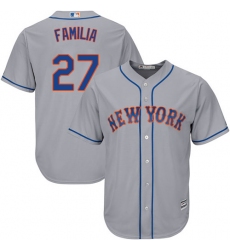 Men's Majestic New York Mets #27 Jeurys Familia Replica Grey Road Cool Base MLB Jersey