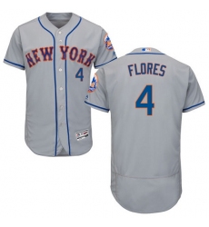 Men's Majestic New York Mets #4 Wilmer Flores Grey Road Flex Base Authentic Collection MLB Jersey