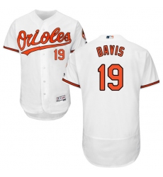 Men's Majestic Baltimore Orioles #19 Chris Davis White Home Flex Base Authentic Collection MLB Jersey
