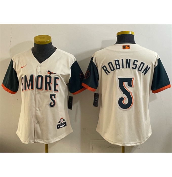 Women's Baltimore Orioles #5 Brooks Robinson Natural 2026 City Connect Stadium Stitched Baseball Jersey(Run Small)