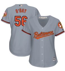 Women's Majestic Baltimore Orioles #56 Darren O'Day Replica Grey Road Cool Base MLB Jersey