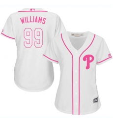 Women's Majestic Philadelphia Phillies #99 Mitch Williams Replica White Fashion Cool Base MLB Jersey