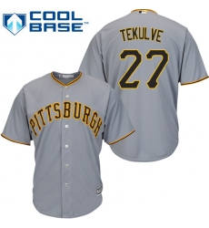 Men's Majestic Pittsburgh Pirates #27 Kent Tekulve Replica Grey Road Cool Base MLB Jersey