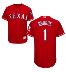 Men's Majestic Texas Rangers #1 Elvis Andrus Red Alternate Flex Base Authentic Collection MLB Jersey