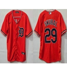 Men's Detroit Tigers #29 Tarik Skubal Orange Cool Base Jersey