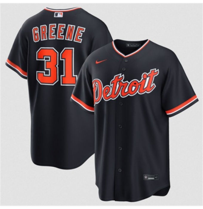 Men's Detroit Tigers #31 Riley Greene Navy Alternate Stitched Baseball Jersey