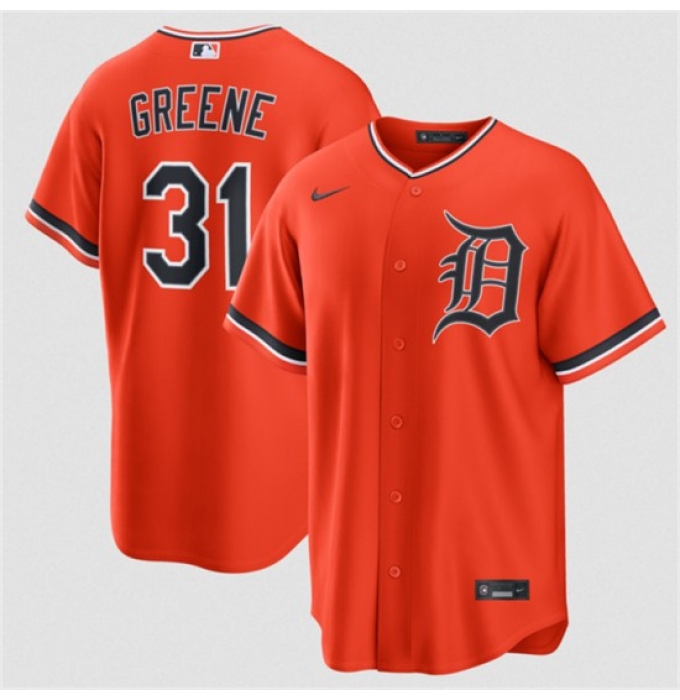 Men's Detroit Tigers #31 Riley Greene Orange Alternate Stitched Baseball Jersey