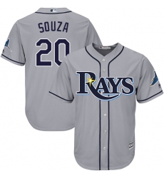 Youth Majestic Tampa Bay Rays #20 Steven Souza Authentic Grey Road Cool Base MLB Jersey