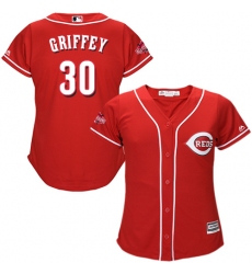 Women's Majestic Cincinnati Reds #30 Ken Griffey Authentic Red Alternate Cool Base MLB Jersey