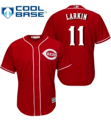 Youth Majestic Cincinnati Reds #11 Barry Larkin Authentic Red Alternate Cool Base MLB Jersey