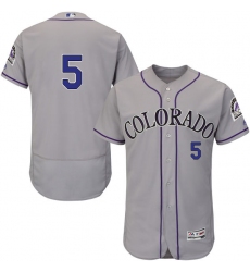 Men's Majestic Colorado Rockies #5 Carlos Gonzalez Grey Road Flex Base Authentic Collection MLB Jersey