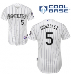 Men's Majestic Colorado Rockies #5 Carlos Gonzalez Replica White Home Cool Base MLB Jersey