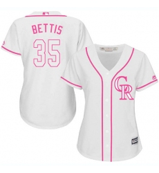 Women's Majestic Colorado Rockies #35 Chad Bettis Authentic White Fashion Cool Base MLB Jersey