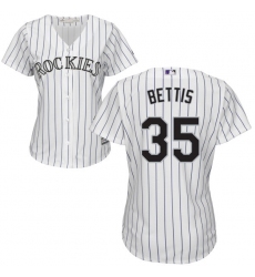 Women's Majestic Colorado Rockies #35 Chad Bettis Authentic White Home Cool Base MLB Jersey