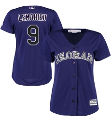 Women's Majestic Colorado Rockies #9 DJ LeMahieu Authentic Purple Alternate 1 Cool Base MLB Jersey