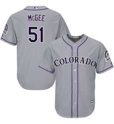 Youth Majestic Colorado Rockies #51 Jake McGee Replica Grey Road Cool Base MLB Jersey