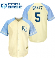 Men's Majestic Kansas City Royals #5 George Brett Authentic Cream Exclusive Vintage Cool Base MLB Jersey