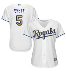 Women's Majestic Kansas City Royals #5 George Brett Authentic White Home Cool Base MLB Jersey