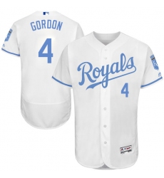Men's Majestic Kansas City Royals #4 Alex Gordon Authentic White 2016 Father's Day Fashion Flex Base MLB Jersey