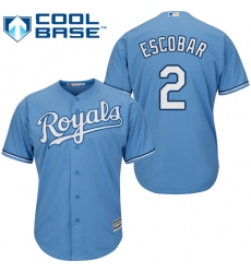 Women's Majestic Kansas City Royals #2 Alcides Escobar Replica Light Blue Alternate 1 Cool Base MLB Jersey