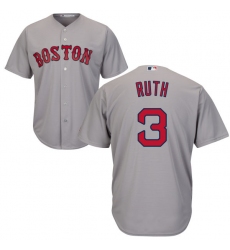 Youth Majestic Boston Red Sox #3 Babe Ruth Authentic Grey Road Cool Base MLB Jersey