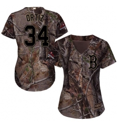 Women's Majestic Boston Red Sox #34 David Ortiz Authentic Camo Realtree Collection Flex Base 2018 World Series Champions MLB Jersey