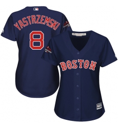 Women's Majestic Boston Red Sox #8 Carl Yastrzemski Authentic Navy Blue Alternate Road 2018 World Series Champions MLB Jersey