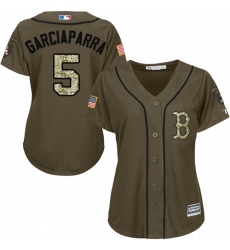 Women's Majestic Boston Red Sox #5 Nomar Garciaparra Replica Green Salute to Service MLB Jersey