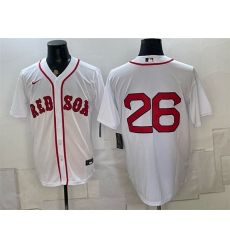 Men's Boston Red Sox #26 Wade Boggs White No Name Cool Base Stitched Baseball Jersey