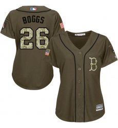 Women's Majestic Boston Red Sox #26 Wade Boggs Authentic Green Salute to Service MLB Jersey