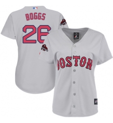 Women's Majestic Boston Red Sox #26 Wade Boggs Authentic Grey Road 2018 World Series Champions MLB Jersey