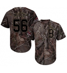 Youth Majestic Boston Red Sox #56 Joe Kelly Authentic Camo Realtree Collection Flex Base 2018 World Series Champions MLB Jersey