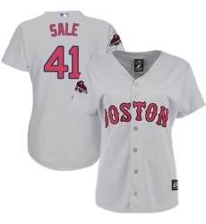 Women's Majestic Boston Red Sox #41 Chris Sale Authentic Grey Road 2018 World Series Champions MLB Jersey