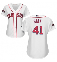 Women's Majestic Boston Red Sox #41 Chris Sale Authentic White Home 2018 World Series Champions MLB Jersey