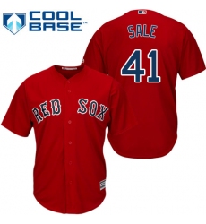 Youth Majestic Boston Red Sox #41 Chris Sale Replica Red Alternate Home Cool Base MLB Jersey
