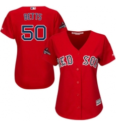 Women's Majestic Boston Red Sox #50 Mookie Betts Authentic Red Alternate Home 2018 World Series Champions MLB Jersey