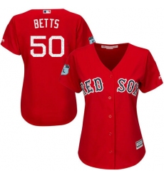 Women's Majestic Boston Red Sox #50 Mookie Betts Authentic Scarlet 2017 Spring Training Cool Base MLB Jersey