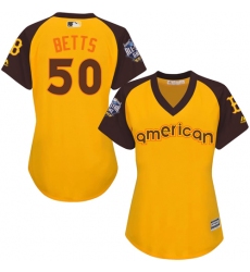 Women's Majestic Boston Red Sox #50 Mookie Betts Authentic Yellow 2016 All-Star American League BP Cool Base MLB Jersey