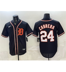 Men's Detroit Tigers #24 Miguel Cabrera Black 2026 Fashion Replica Black Out Stitched Baseball Jersey