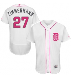 Men's Majestic Detroit Tigers #27 Jordan Zimmermann Authentic White 2016 Mother's Day Fashion Flex Base MLB Jersey