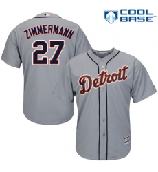 Men's Majestic Detroit Tigers #27 Jordan Zimmermann Replica Grey Road Cool Base MLB Jersey
