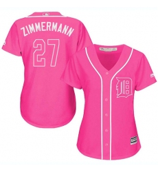 Women's Majestic Detroit Tigers #27 Jordan Zimmermann Authentic Pink Fashion Cool Base MLB Jersey