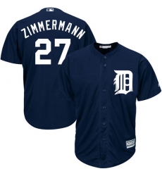 Youth Majestic Detroit Tigers #27 Jordan Zimmermann Authentic Navy Blue Alternate Cool Base MLB Jersey