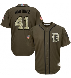 Men's Majestic Detroit Tigers #41 Victor Martinez Authentic Green Salute to Service MLB Jersey