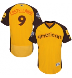 Men's Majestic Detroit Tigers #9 Nick Castellanos Yellow 2016 All-Star American League BP Authentic Collection Flex Base MLB Jersey
